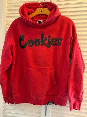 Cookies Red Pullover Hoodie Black Logo Graphic Sweatshirt Size Small Streetwear